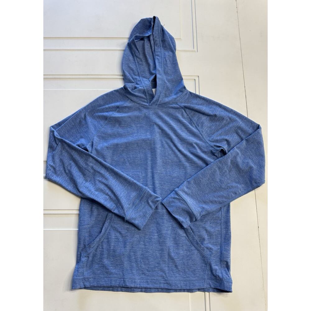 Hanna Andersson Lightweight Blue Hoodie Hooded Sweatshirt Thumb Holes Size 10